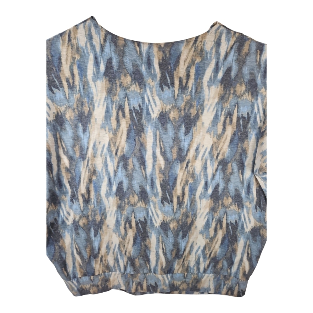 Jones New York Blue Ikat Cowl Neck 3/4 Dolman Sleeve Top 1X - Picture 9 of 9